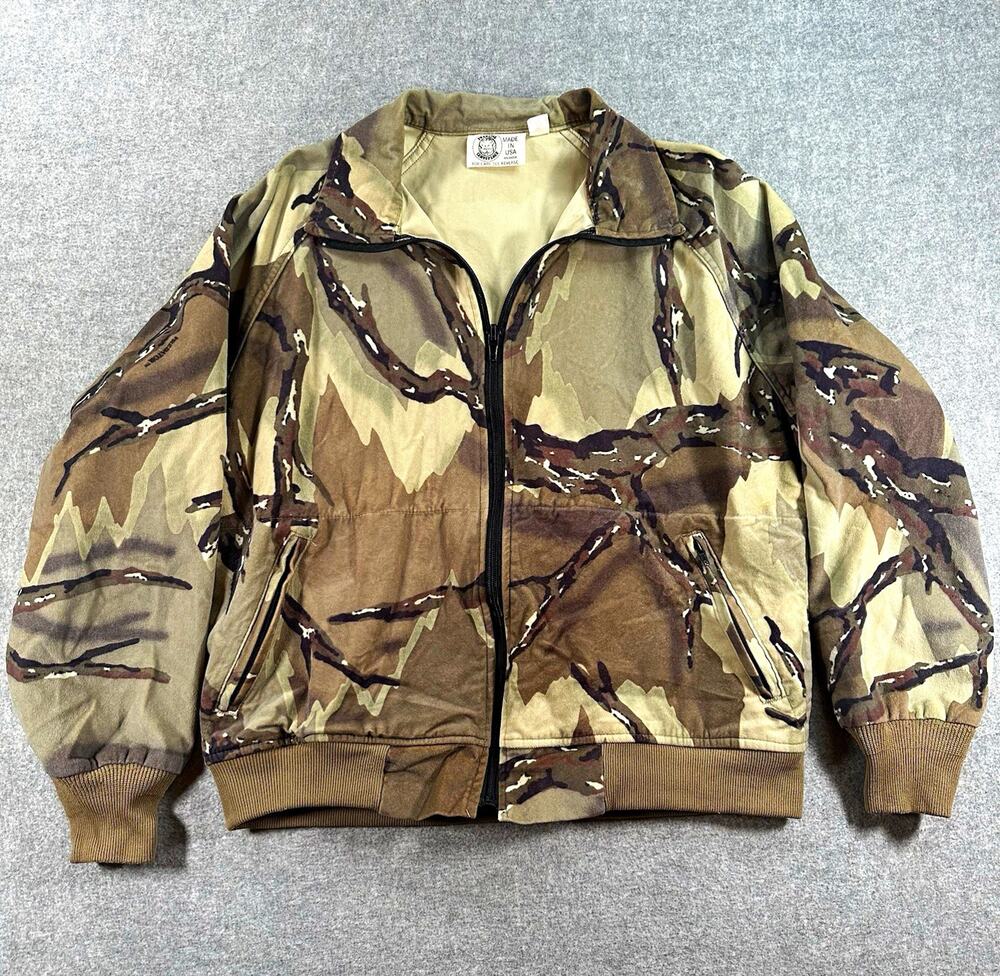 Predator Camouflage Vntg Full Zip Camo Hunting Jacket Mens M Pockets Made in USA